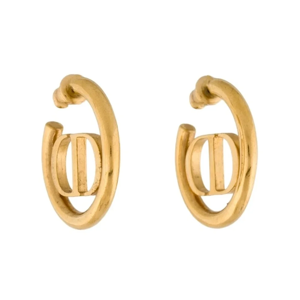 Dior Gold Logo Hoop Earrings - Picture 3 of 8